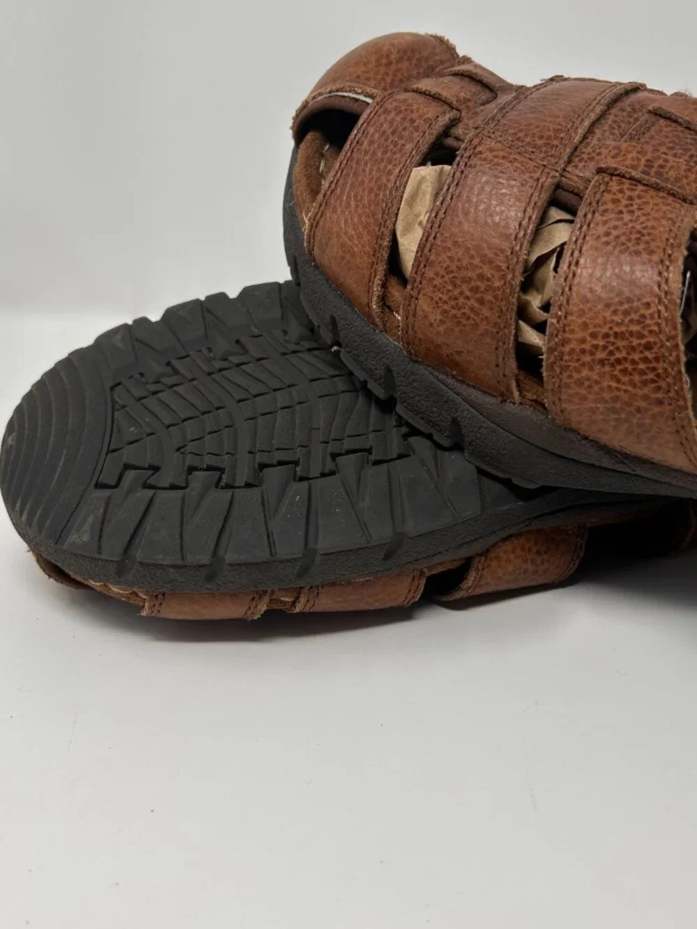 Earth Spirit Men's 9.5 Brown Leather Fisherman Sport Sandals Comfort Closed Toe
